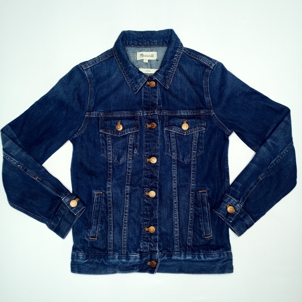 Madewell Classic Rigid Denim Button Up Blue Jean Jacket Women's XS Style#H8341